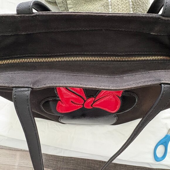 Kate Spade X Disney Minnie Mouse Black Canvas Tote Preowned Condition - Picture 7 of 8